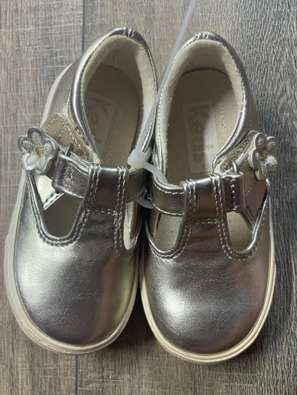 Keds Gold Metallic Mary Jane Shoes with Flower Accent Back to School
